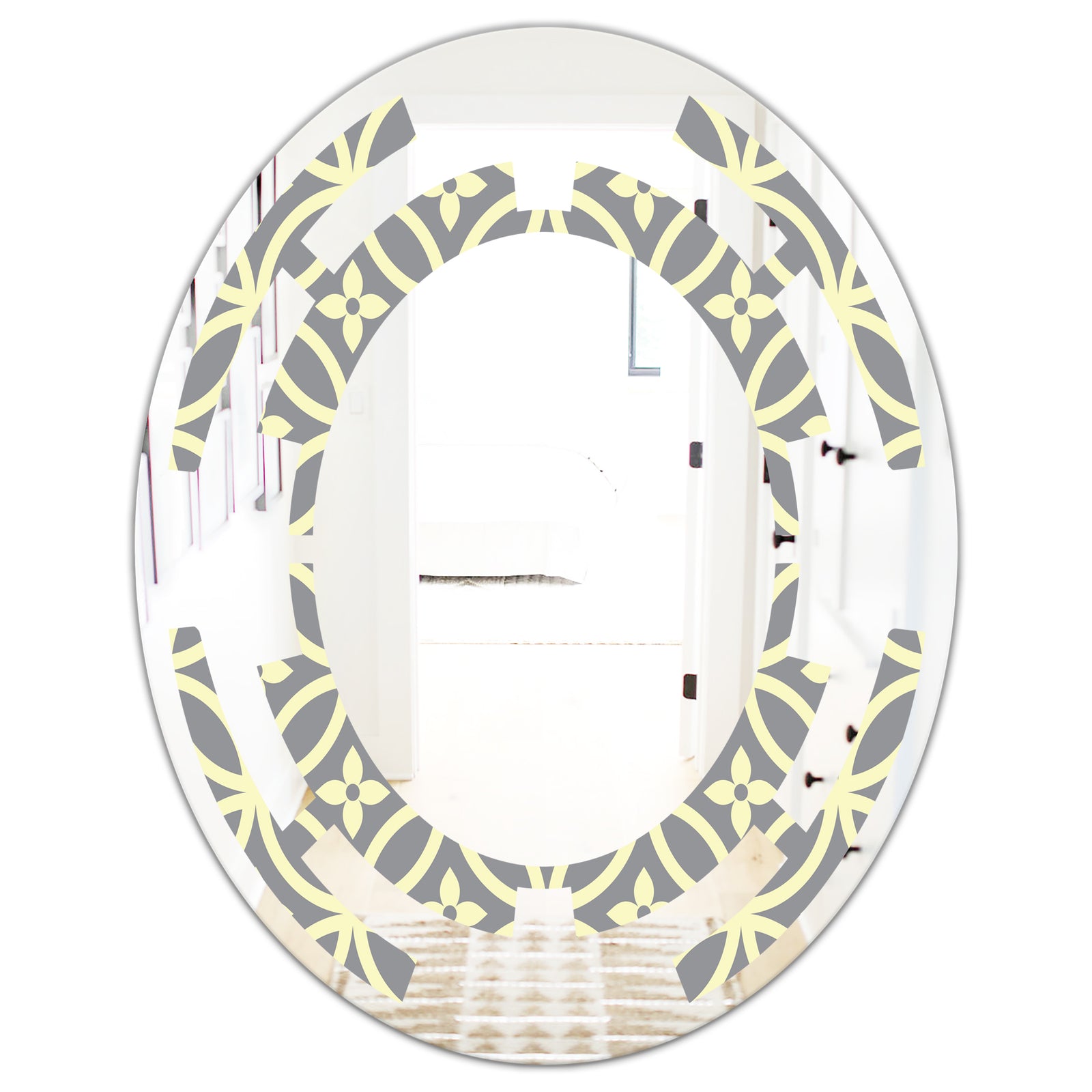 Retro Ornamental Pattern II - Modern Round or Oval Wall Mirror - Space