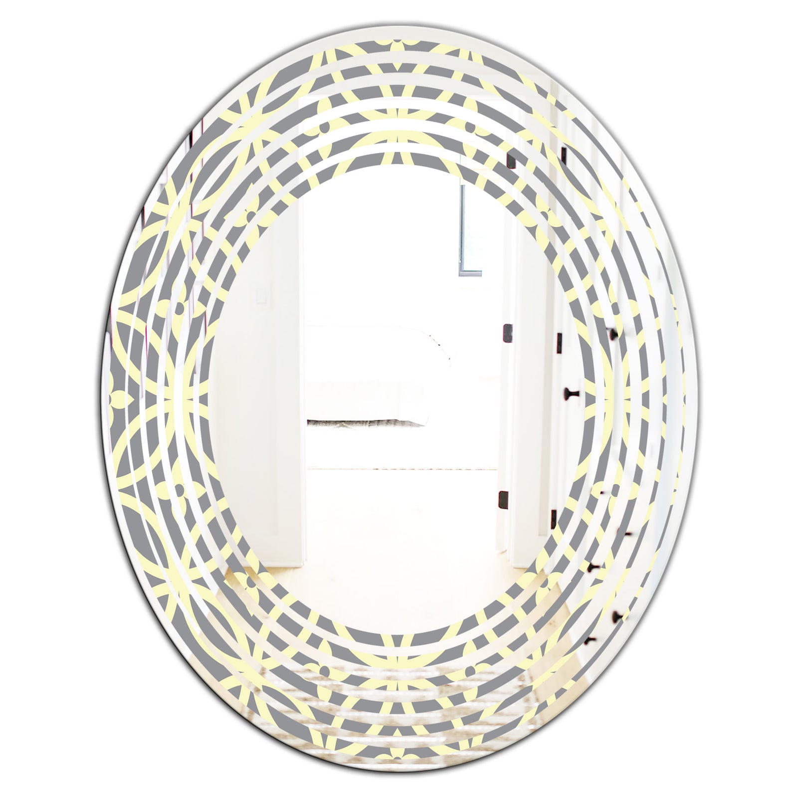 Retro Ornamental Pattern II - Modern Round or Oval Wall Mirror - Wave