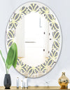 Retro Ornamental Pattern II - Modern Round or Oval Wall Mirror - Leaves