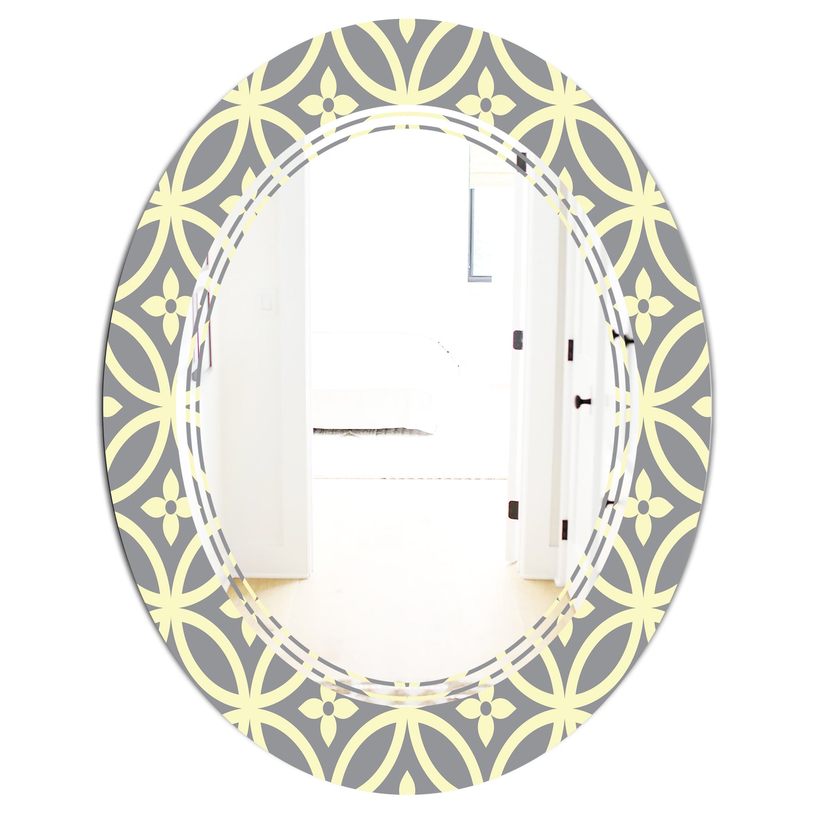 Retro Ornamental Pattern II - Modern Round or Oval Wall Mirror - Triple C