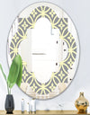 Retro Ornamental Pattern II - Modern Round or Oval Wall Mirror - Quatrefoil