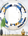 Circular Abstract Retro Geometric XI - Modern Round or Oval Wall Mirror - Space