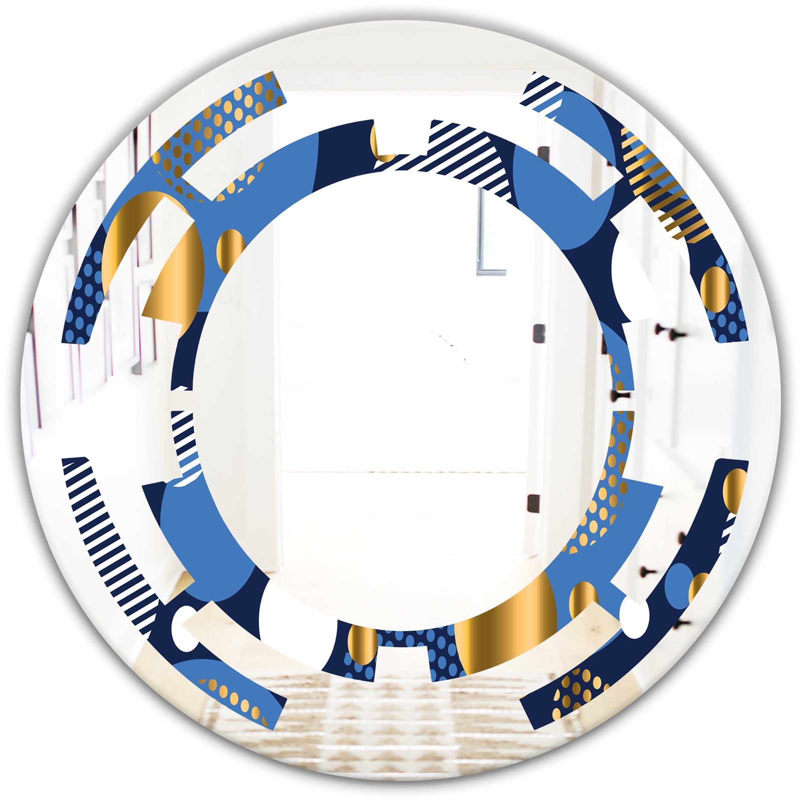 Circular Abstract Retro Geometric XI - Modern Round or Oval Wall Mirror - Space