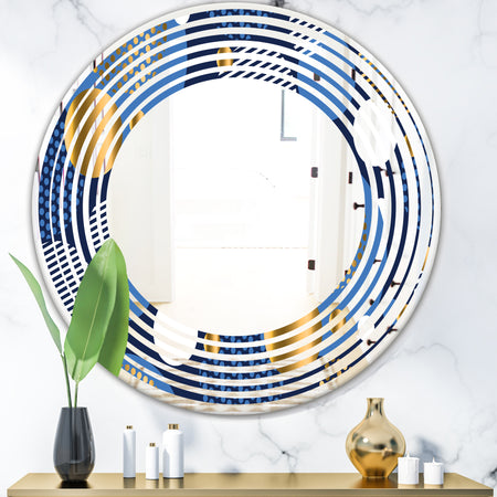 Circular Abstract Retro Geometric XI - Modern Round or Oval Wall Mirror - Wave