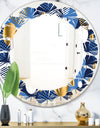 Circular Abstract Retro Geometric XI - Modern Round or Oval Wall Mirror - Leaves