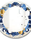 Circular Abstract Retro Geometric XI - Modern Round or Oval Wall Mirror - Leaves