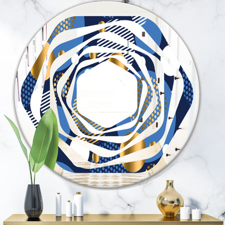 Circular Abstract Retro Geometric XI - Modern Round or Oval Wall Mirror - Whirl