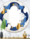 Circular Abstract Retro Geometric XI - Modern Round or Oval Wall Mirror - Quatrefoil