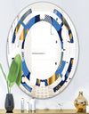 Circular Abstract Retro Geometric XI - Modern Round or Oval Wall Mirror - Space