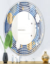Circular Abstract Retro Geometric XI - Modern Round or Oval Wall Mirror - Wave