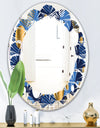 Circular Abstract Retro Geometric XI - Modern Round or Oval Wall Mirror - Leaves