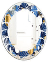 Circular Abstract Retro Geometric XI - Modern Round or Oval Wall Mirror - Leaves