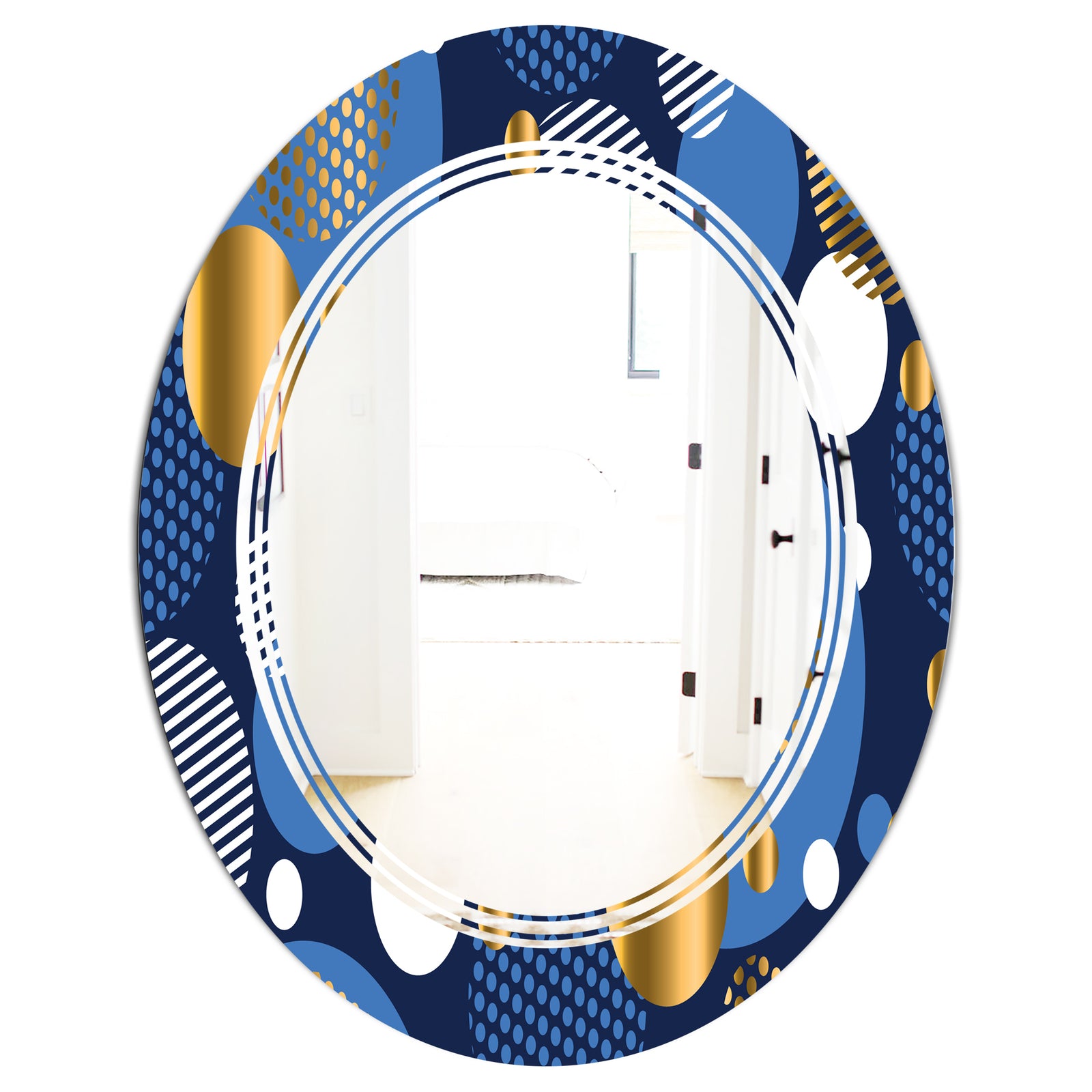 Circular Abstract Retro Geometric XI - Modern Round or Oval Wall Mirror - Triple C