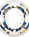 Gold and Blue Cubes - Modern Round or Oval Wall Mirror - Space