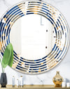 Gold and Blue Cubes - Modern Round or Oval Wall Mirror - Wave
