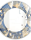 Gold and Blue Cubes - Modern Round or Oval Wall Mirror - Wave