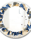Gold and Blue Cubes - Modern Round or Oval Wall Mirror - Leaves