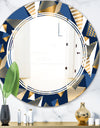 Gold and Blue Cubes - Modern Round or Oval Wall Mirror - Triple C