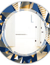 Gold and Blue Cubes - Modern Round or Oval Wall Mirror - Triple C