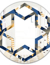 Gold and Blue Cubes - Modern Round or Oval Wall Mirror - Hexagon Star