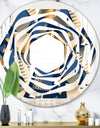 Gold and Blue Cubes - Modern Round or Oval Wall Mirror - Whirl