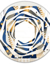 Gold and Blue Cubes - Modern Round or Oval Wall Mirror - Whirl