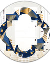 Gold and Blue Cubes - Modern Round or Oval Wall Mirror - Quatrefoil