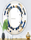 Gold and Blue Cubes - Modern Round or Oval Wall Mirror - Space