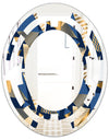 Gold and Blue Cubes - Modern Round or Oval Wall Mirror - Space