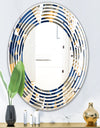 Gold and Blue Cubes - Modern Round or Oval Wall Mirror - Wave