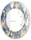 Gold and Blue Cubes - Modern Round or Oval Wall Mirror - Wave
