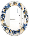 Gold and Blue Cubes - Modern Round or Oval Wall Mirror - Leaves
