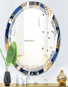 Gold and Blue Cubes - Modern Round or Oval Wall Mirror - Triple C