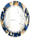 Gold and Blue Cubes - Modern Round or Oval Wall Mirror - Triple C