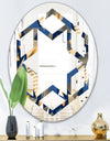 Gold and Blue Cubes - Modern Round or Oval Wall Mirror - Hexagon Star