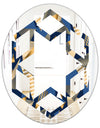 Gold and Blue Cubes - Modern Round or Oval Wall Mirror - Hexagon Star