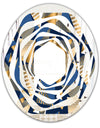 Gold and Blue Cubes - Modern Round or Oval Wall Mirror - Whirl