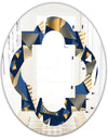 Gold and Blue Cubes - Modern Round or Oval Wall Mirror - Quatrefoil