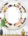Gold Checkered Pattern II - Modern Round or Oval Wall Mirror - Space