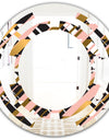 Gold Checkered Pattern II - Modern Round or Oval Wall Mirror - Space