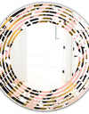 Gold Checkered Pattern II - Modern Round or Oval Wall Mirror - Wave