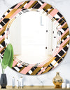 Gold Checkered Pattern II - Modern Round or Oval Wall Mirror - Triple C