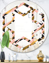 Gold Checkered Pattern II - Modern Round or Oval Wall Mirror - Hexagon Star