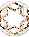 Gold Checkered Pattern II - Modern Round or Oval Wall Mirror - Hexagon Star