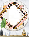 Gold Checkered Pattern II - Modern Round or Oval Wall Mirror - Quatrefoil