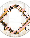 Gold Checkered Pattern II - Modern Round or Oval Wall Mirror - Quatrefoil