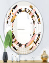 Gold Checkered Pattern II - Modern Round or Oval Wall Mirror - Space