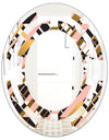 Gold Checkered Pattern II - Modern Round or Oval Wall Mirror - Space