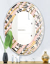 Gold Checkered Pattern II - Modern Round or Oval Wall Mirror - Wave