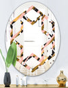 Gold Checkered Pattern II - Modern Round or Oval Wall Mirror - Hexagon Star